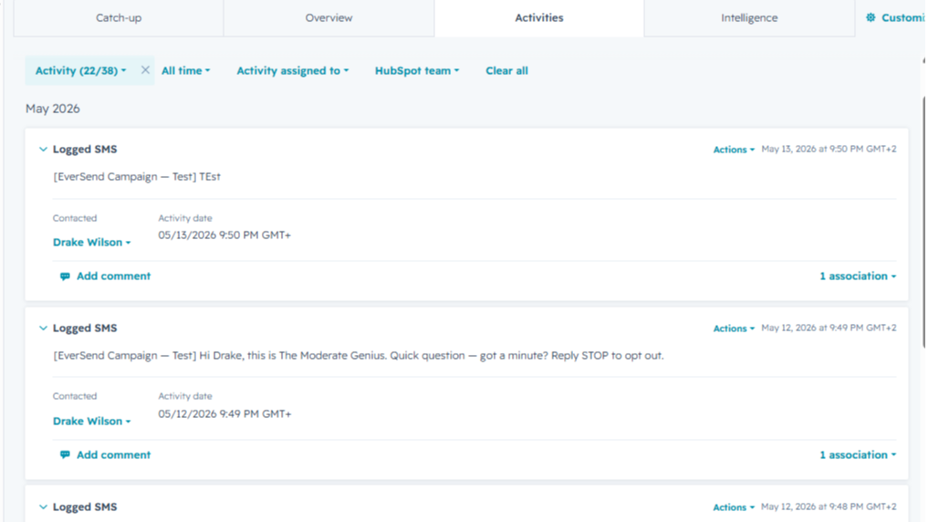 SMS activity
